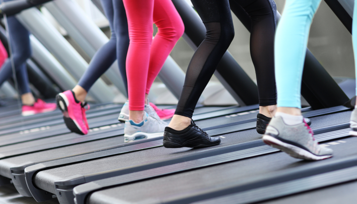 Walking on treadmills exercising