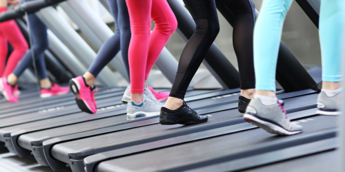 Walking on treadmills exercising